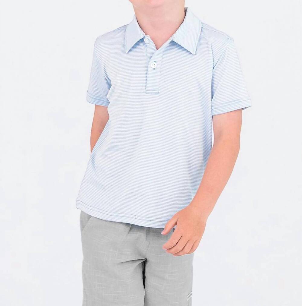 NEW RUGGED BUTTS micro stripe knit short sleeve performance polo in windsurfer b